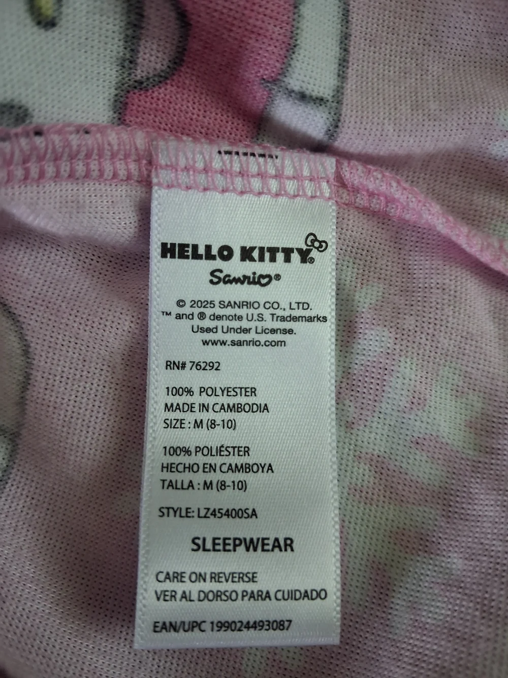 Hello Kitty Pink Long-Sleeve Kids Pajama Top with Snowflake Print